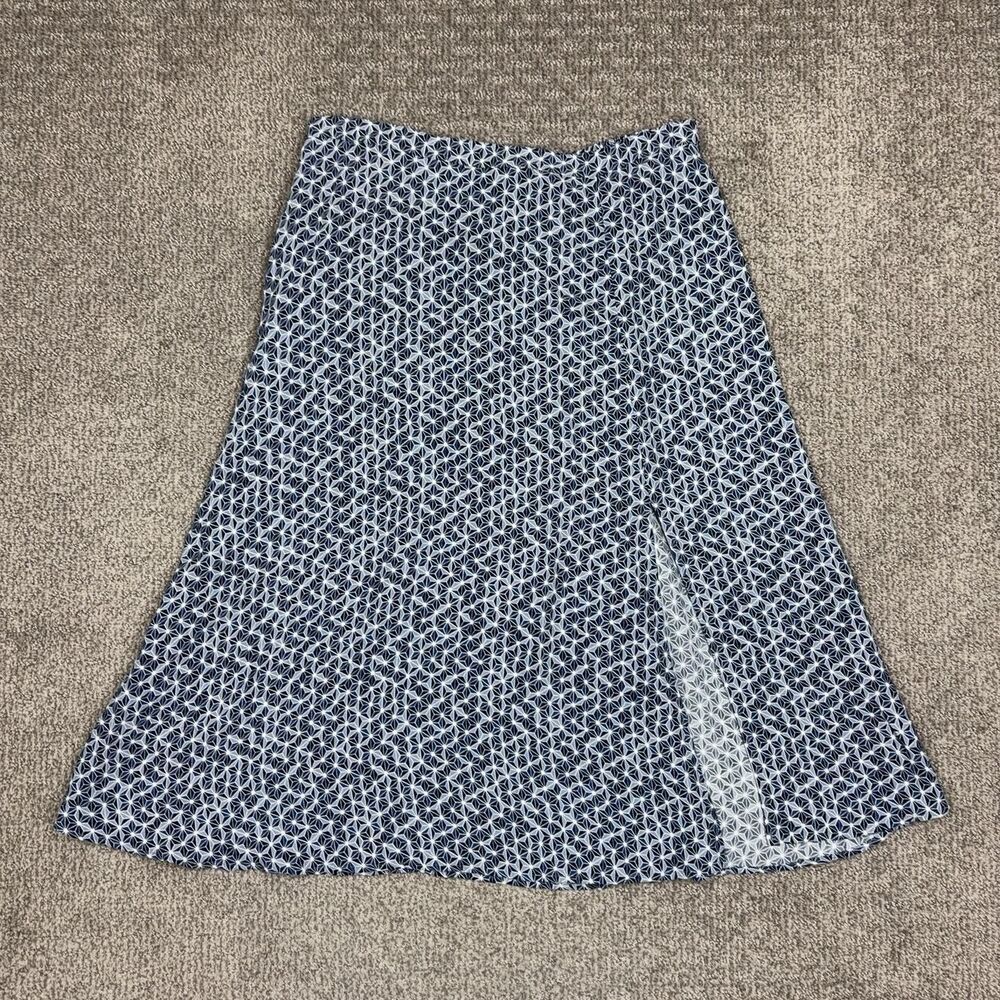 Banana Republic Skirt Womens Large Blue Geometric A Line Midi Capsule Summer